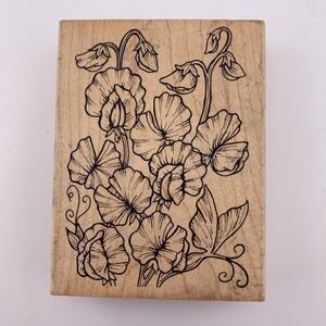 Judi Kins Sweet Pea Botanical Wood Mount Stamp